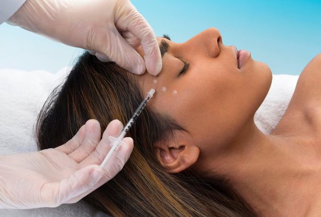 Botox injection at the temple